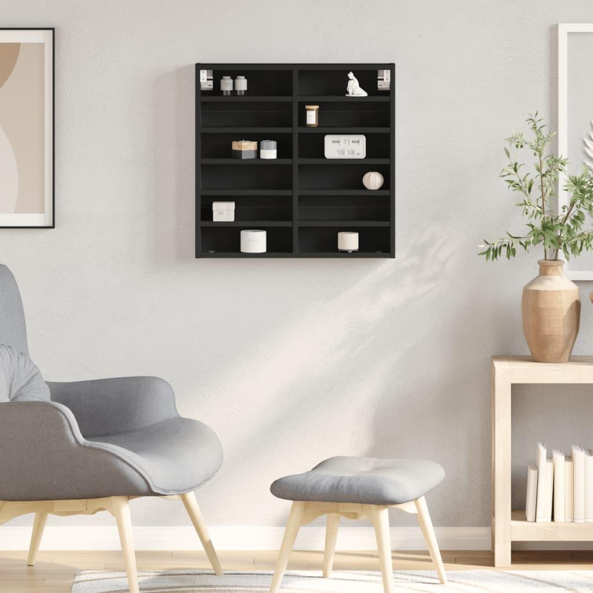 Voir la diapositive 3 : VIDAXL Armoire a vitrine noir 60x8,5x58 cm bois d'ingenierie
