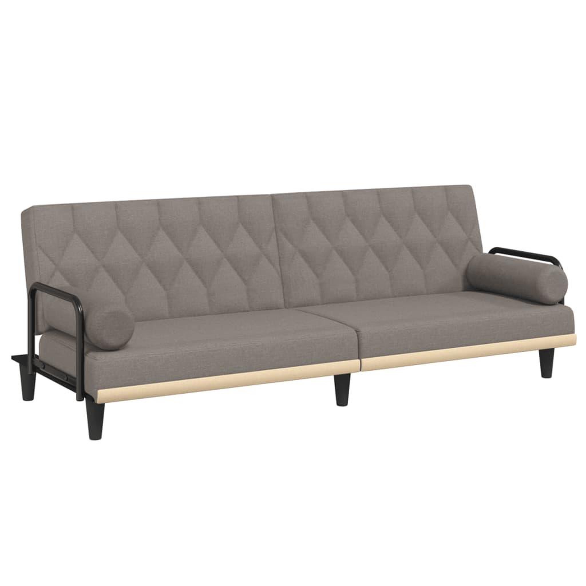 Voir la diapositive 2 : VIDAXL Canape-lit avec accoudoirs taupe tissu