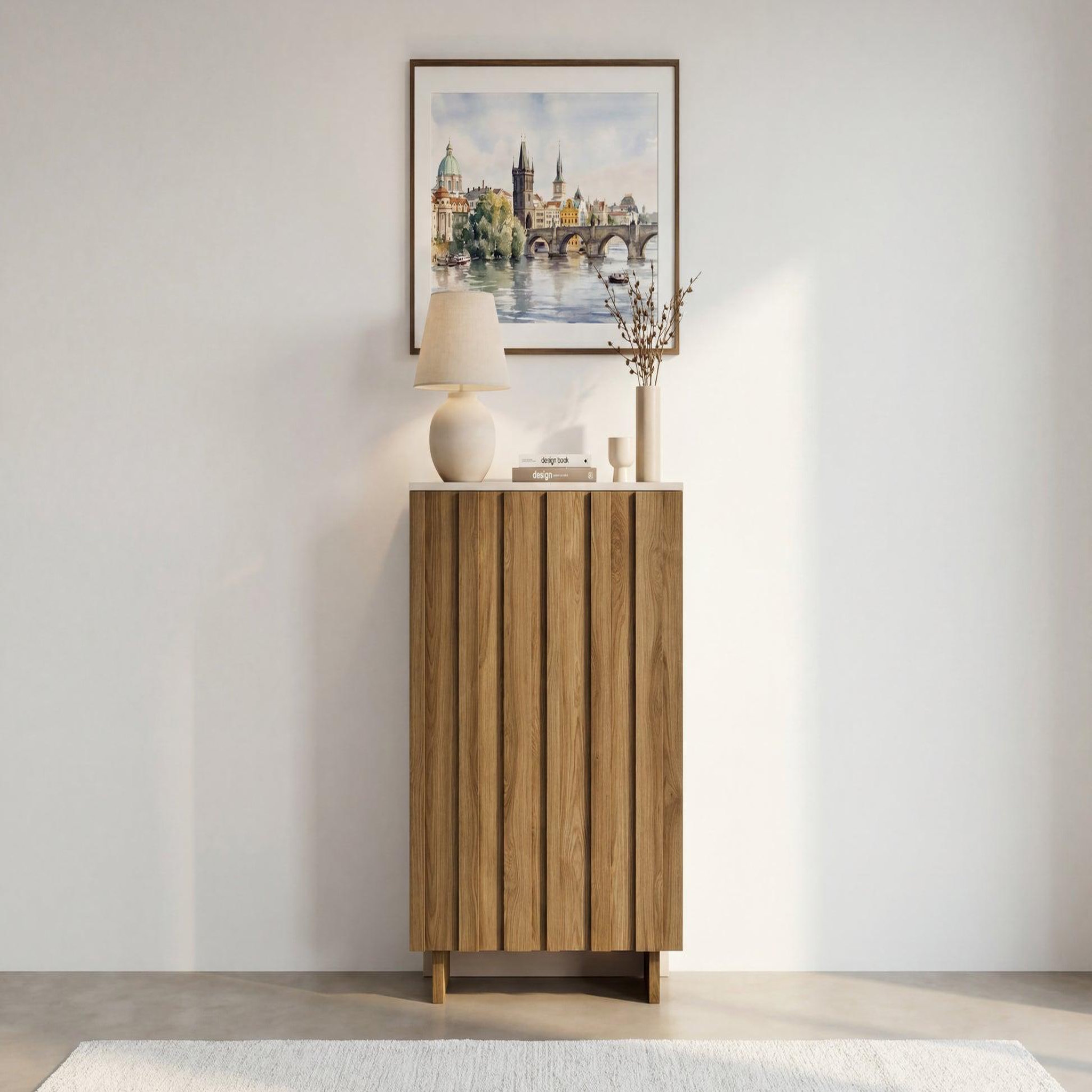 Voir la diapositive 2 : CASANOVA PARIS Perla - commode 2 tiroirs en mdf chêne foncé