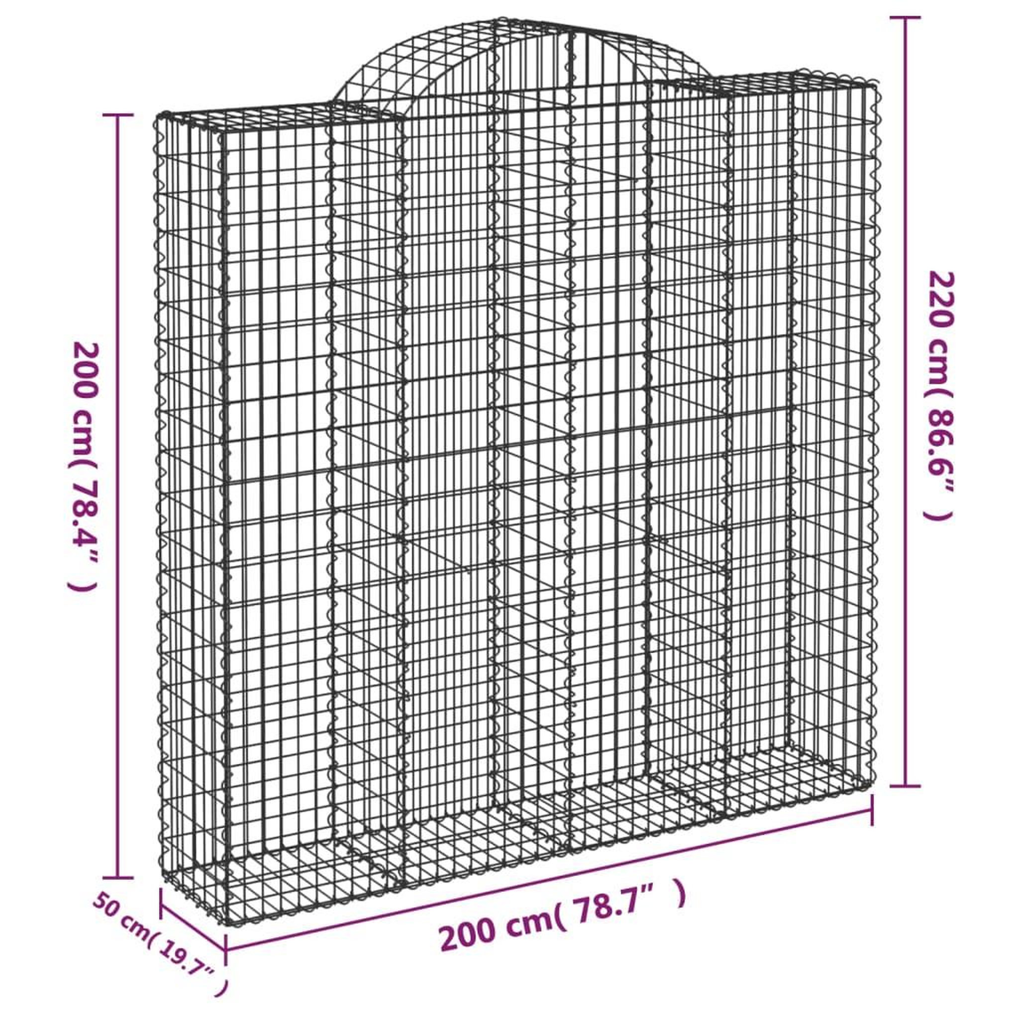 Voir la diapositive 6 : VIDAXL Paniers a gabions arques 7 pcs 200x50x200/220 cm Fer galvanise