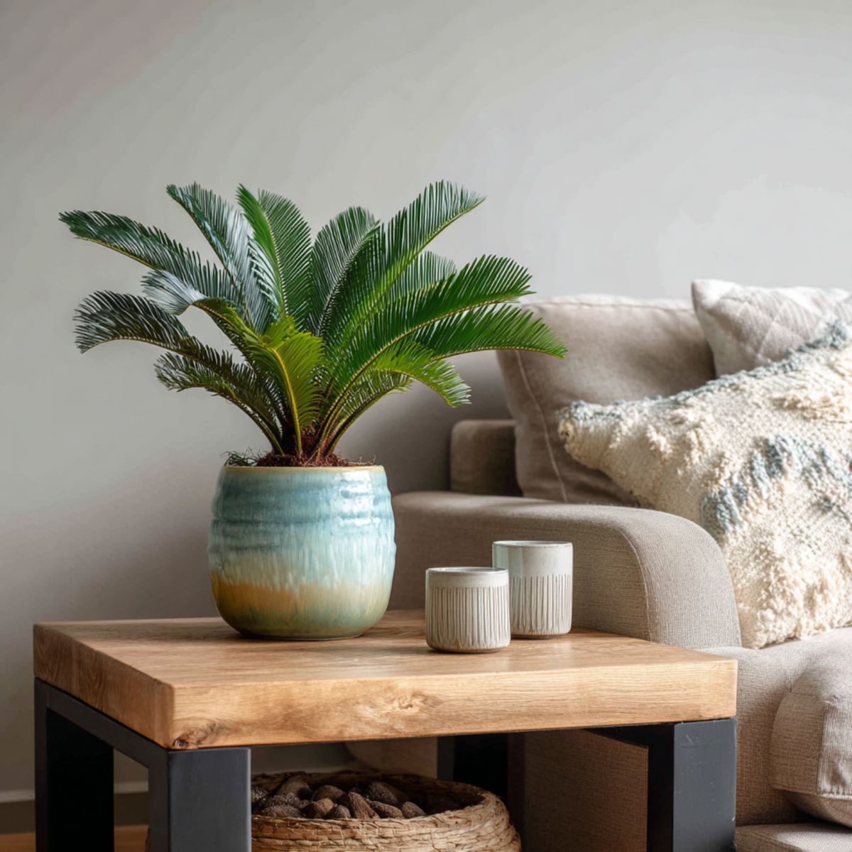 PLANT IN A BOX Sagou du Japon - Set de 4 - Cycas revoluta - Hauteur 45-60cm - ⌀15cm