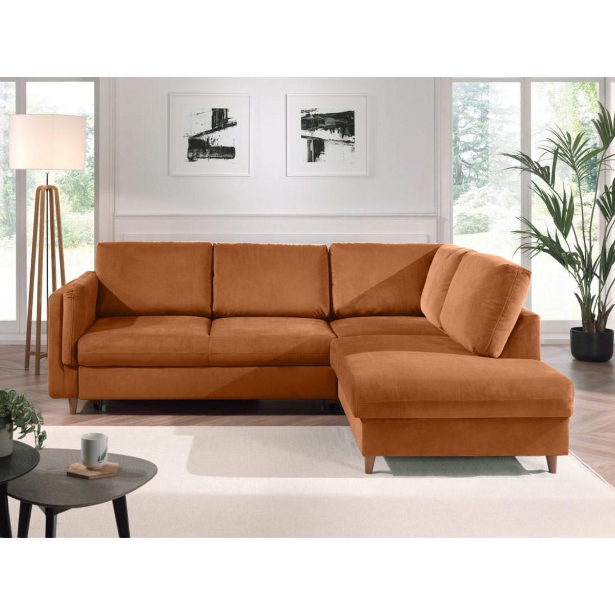 LISA DESIGN Brooke - canapé d'angle droit - convertible - 5 places - en velours