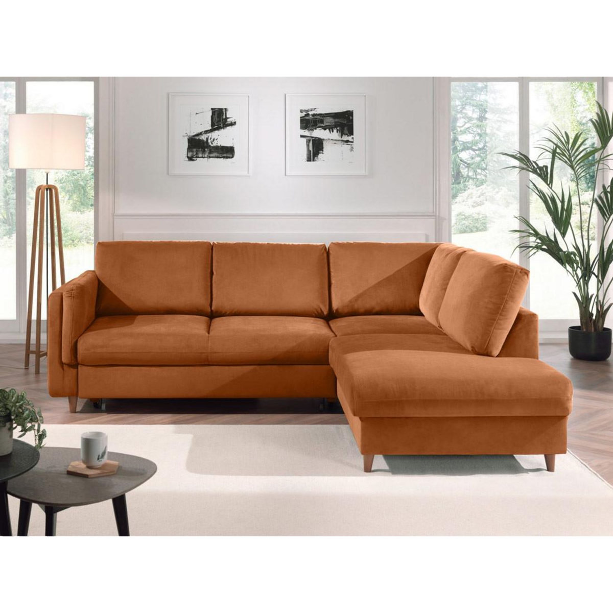 LISA DESIGN Brooke - canapé d'angle droit - convertible - 5 places - en velours