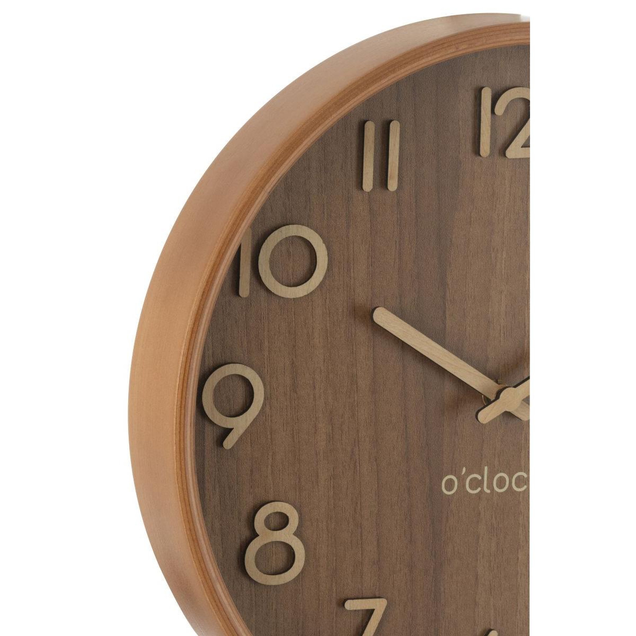 Voir la diapositive 2 : J-LINE Horloge murale en bois  marion  30cm marron