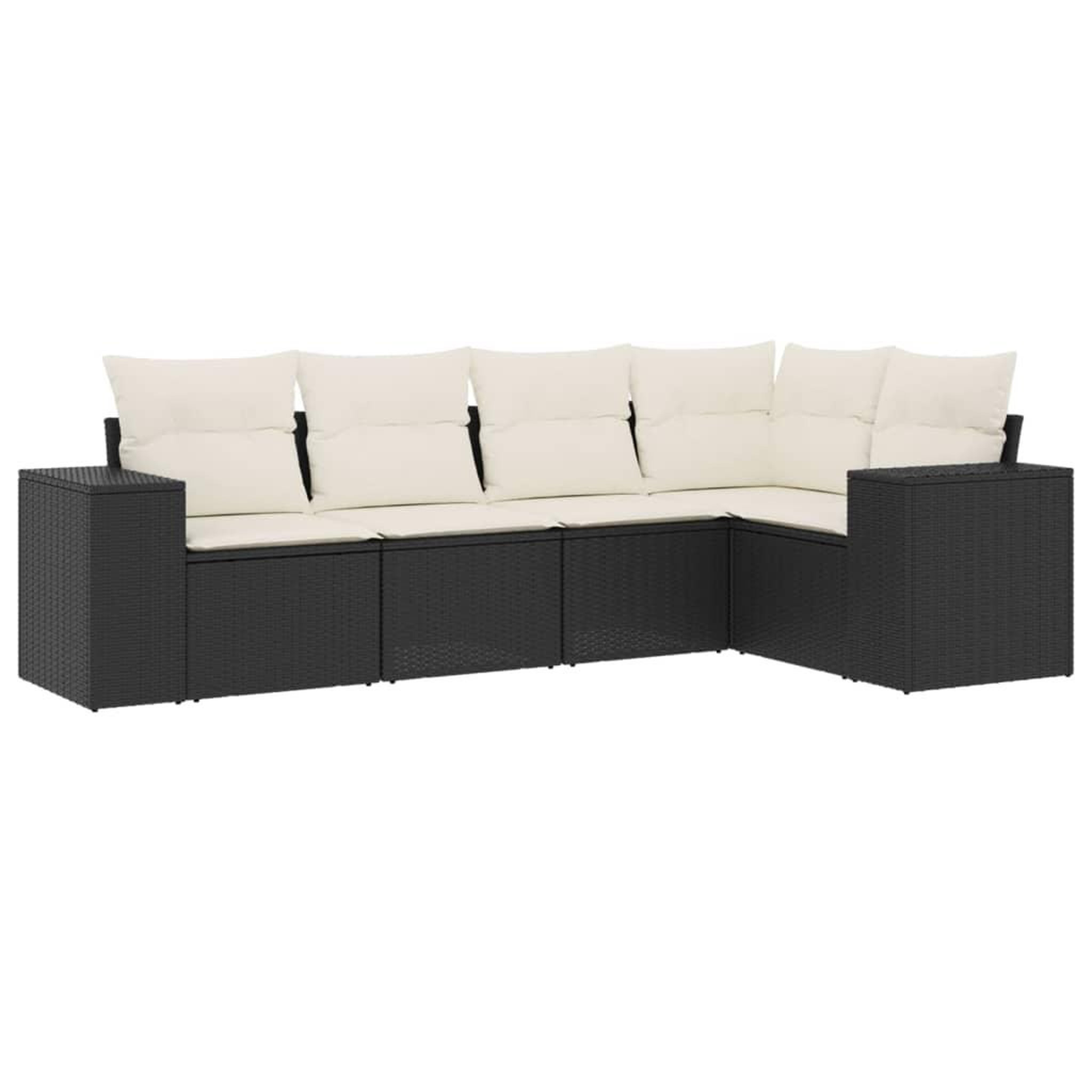 Voir la diapositive 2 : VIDAXL Salon de jardin 5 pcs avec coussins noir resine tressee