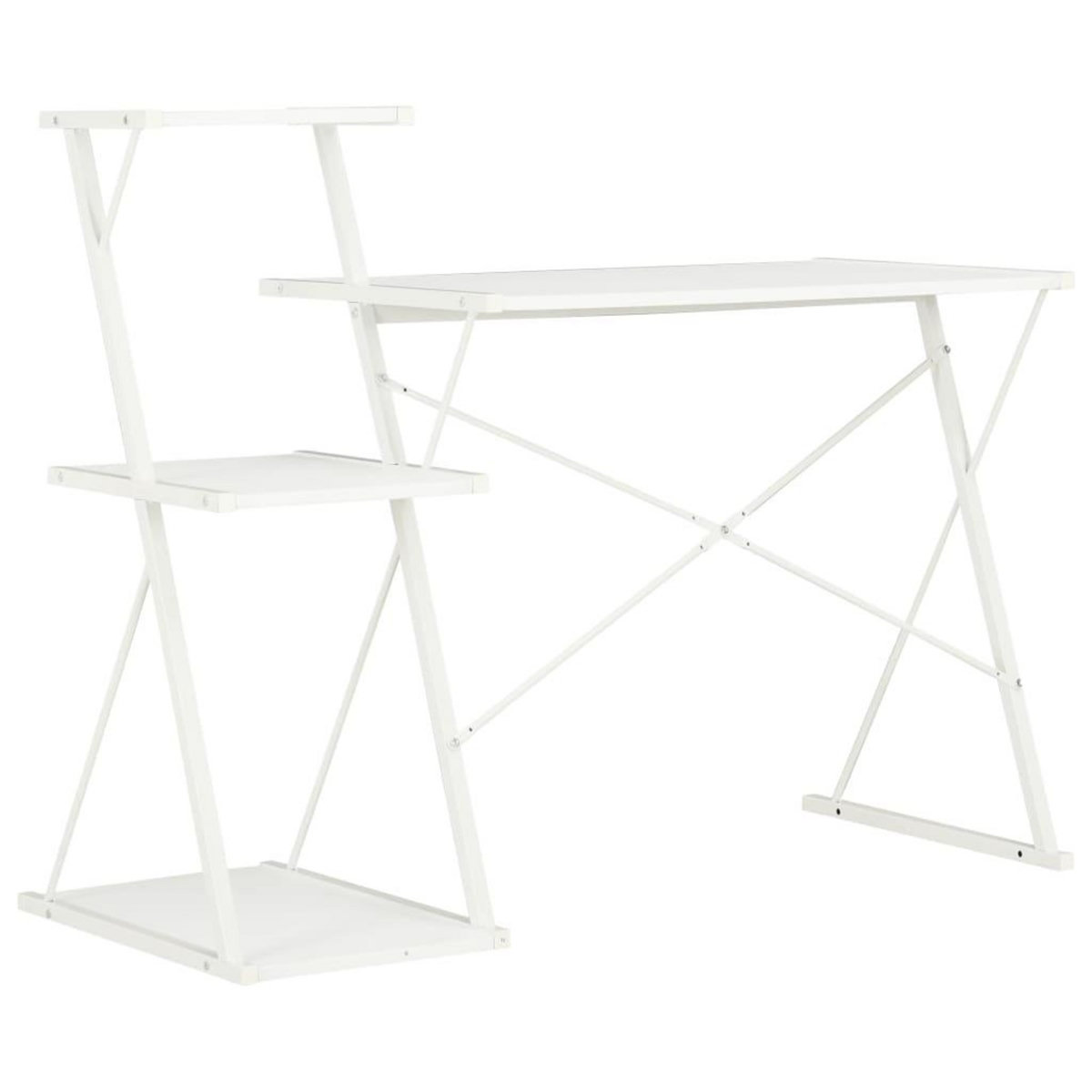 VIDAXL Bureau avec etagere Blanc 116x50x93 cm