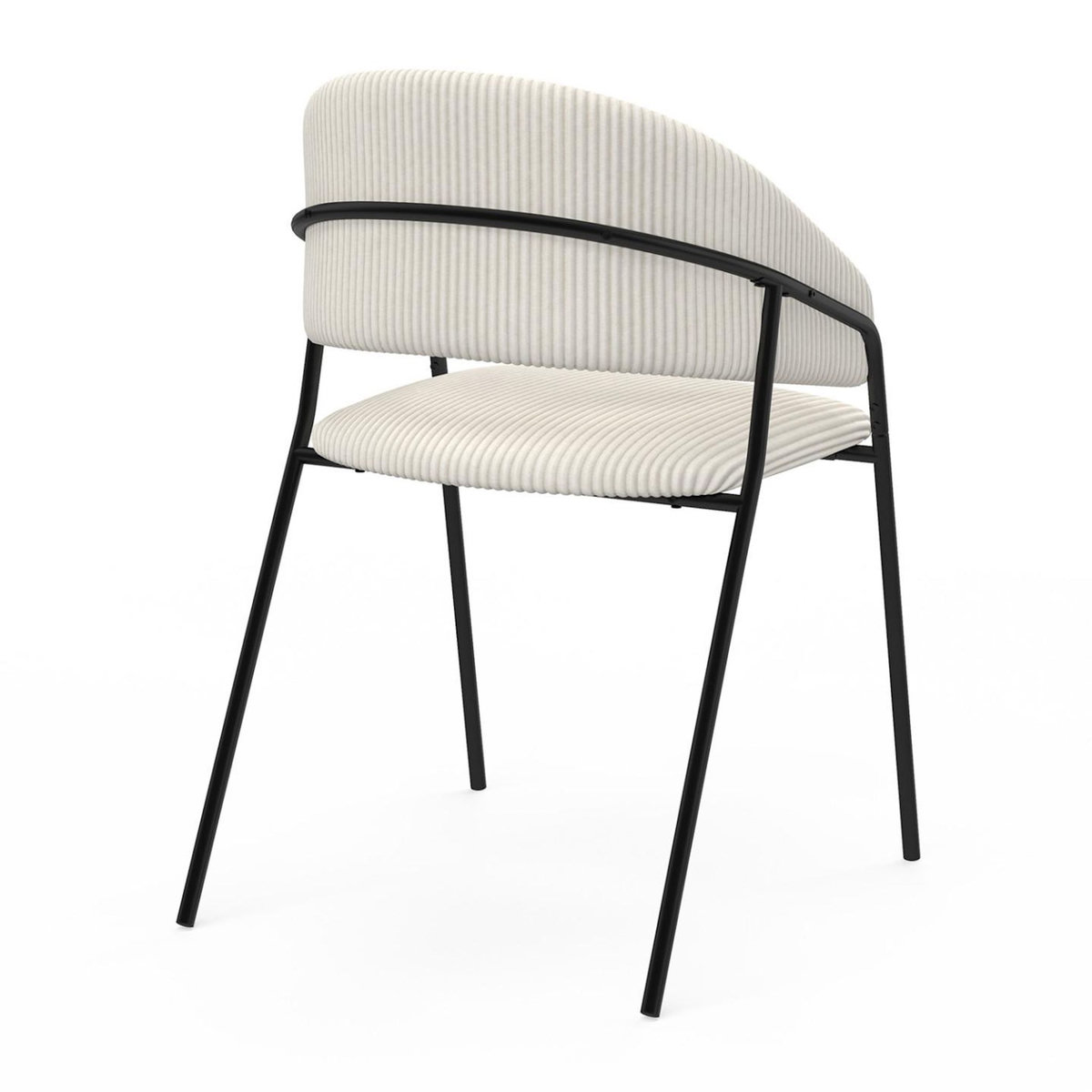 ID MARKET Lot de 2 chaises de salle à manger VINI en velours côtelé beige et pieds métal noir