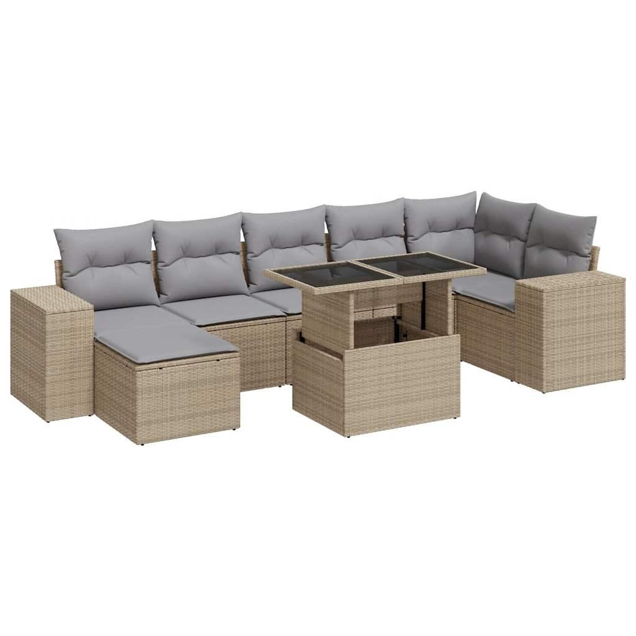 Voir la diapositive 2 : VIDAXL Salon de jardin avec coussins 8 pcs beige resine tressee