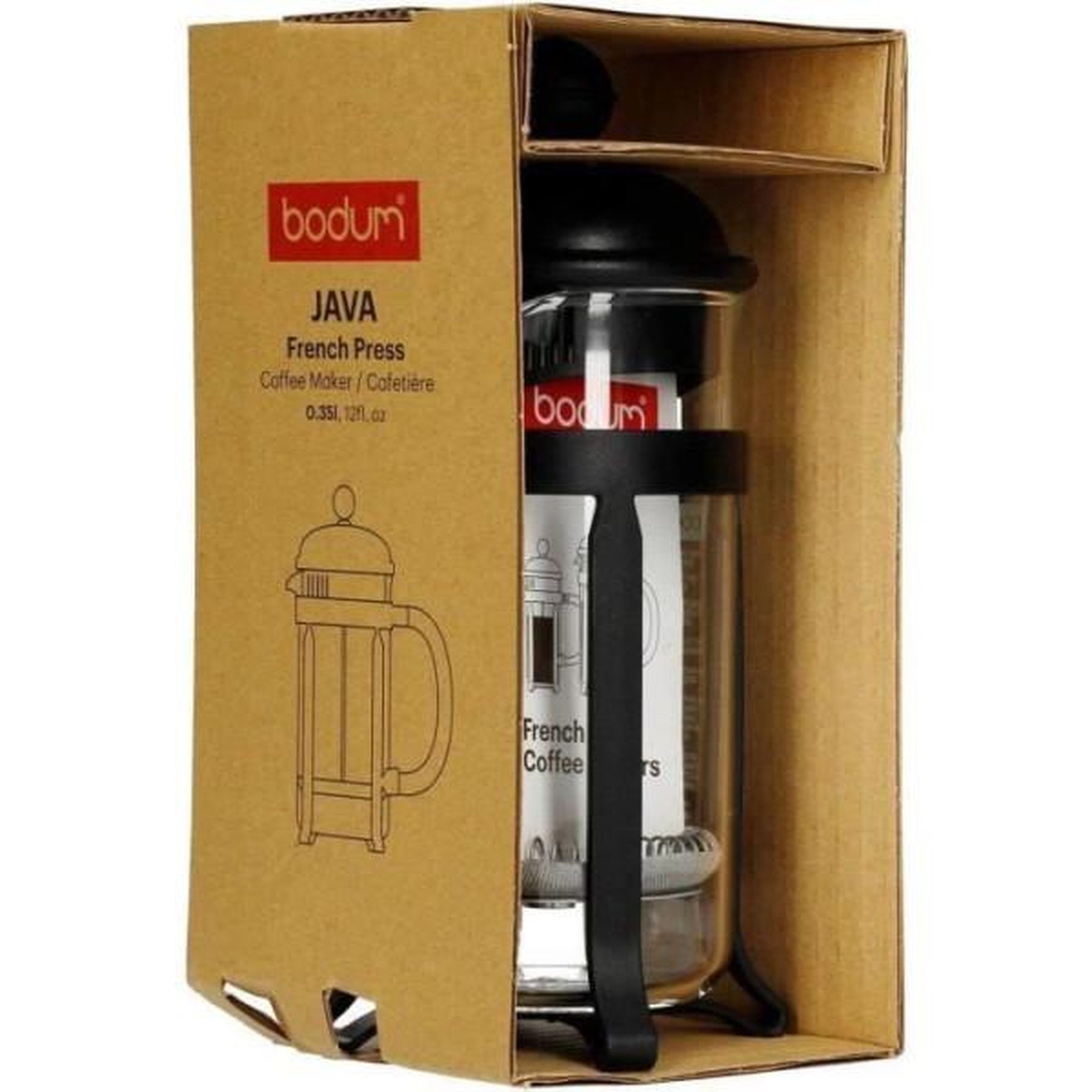Voir la diapositive 3 : Bodum Cafetiere a piston - BODUM - JAVA - Noir - 0.35 L - Acier inoxydable et verre borosilicate