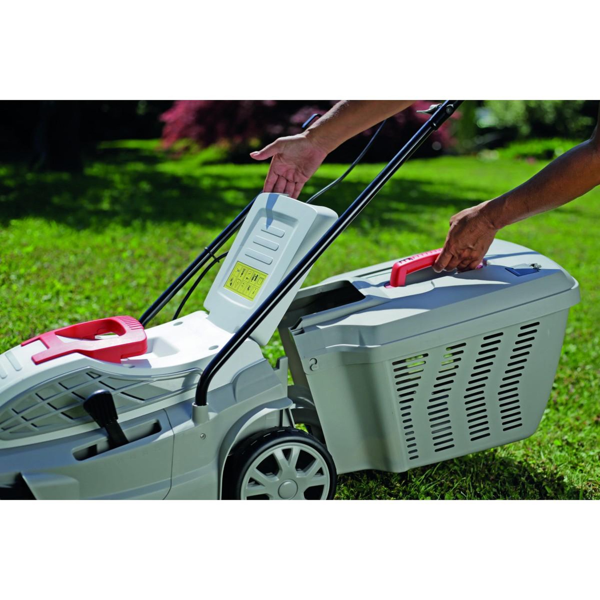 Voir la diapositive 4 : Ikra Tondeuse électrique 1600w largeur de coupe 38cm tonte & ramassage pelouse, tondeuse gazon bac 45l ikra