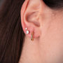 Voir la diapositive 3 : L'ATELIER D'AZUR Boucles d'Oreilles Or 18 Carats 750 Jaune Demi-Créoles Motif Etoiles Filigrane