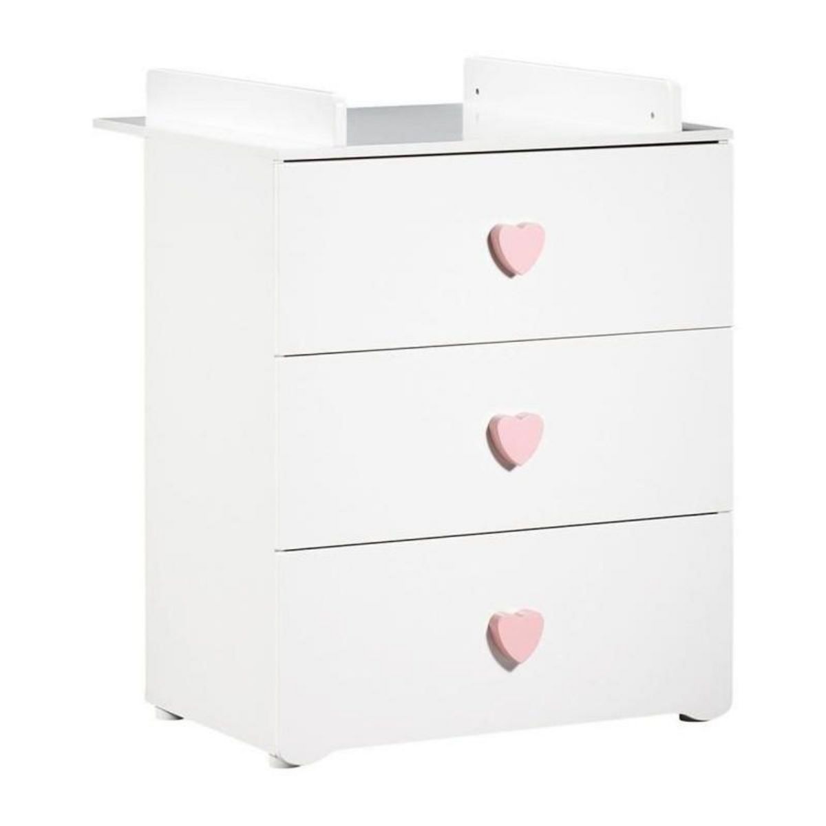 BABY PRICE Chambre bébé trio Basic coeur: lit 120x60, commode a langer et armoire - Babyprice - Blanc