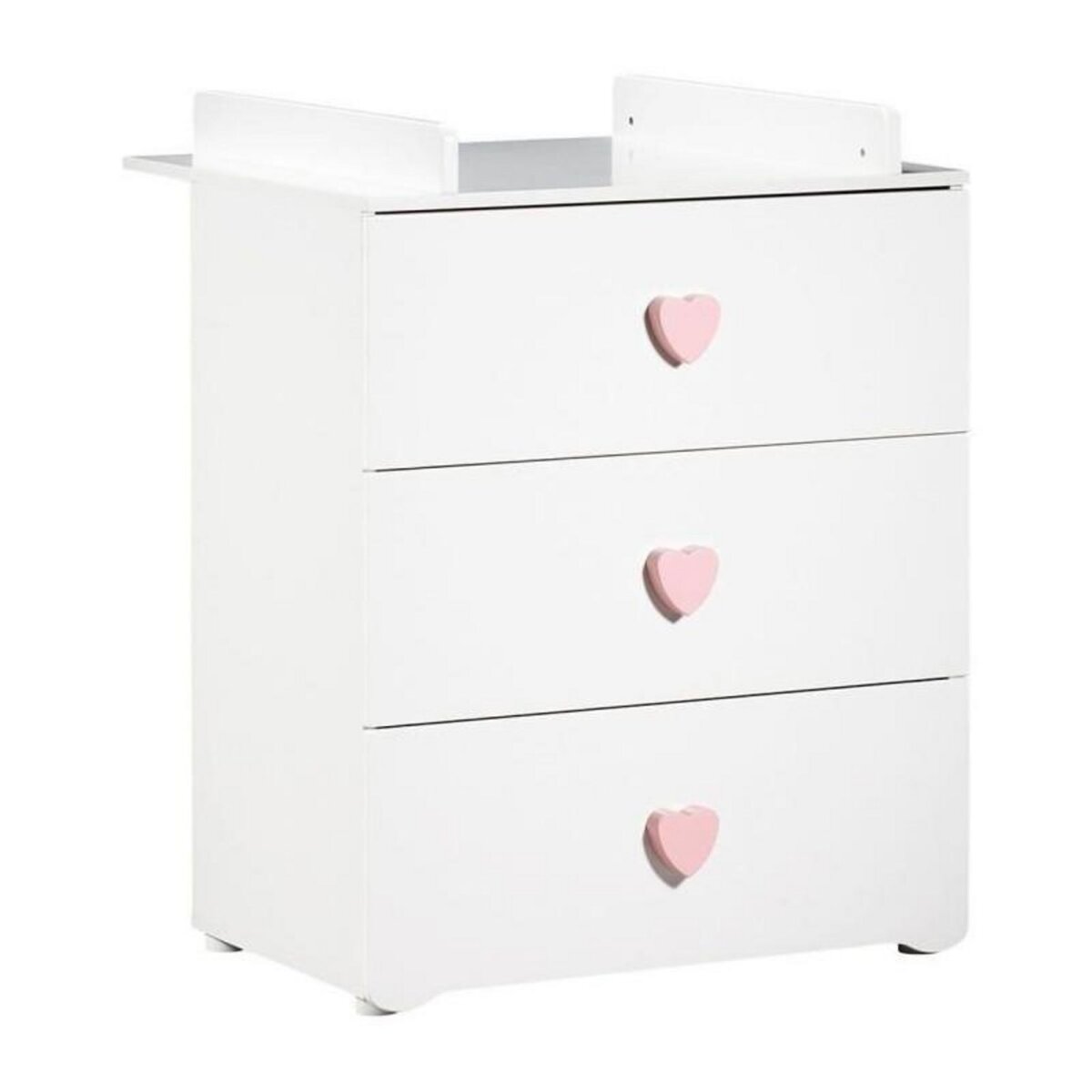 BABY PRICE Chambre bébé trio Basic coeur: lit 120x60, commode a langer et armoire - Babyprice - Blanc