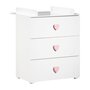 Voir la diapositive 3 : BABY PRICE Chambre bébé trio Basic coeur: lit 120x60, commode a langer et armoire - Babyprice - Blanc