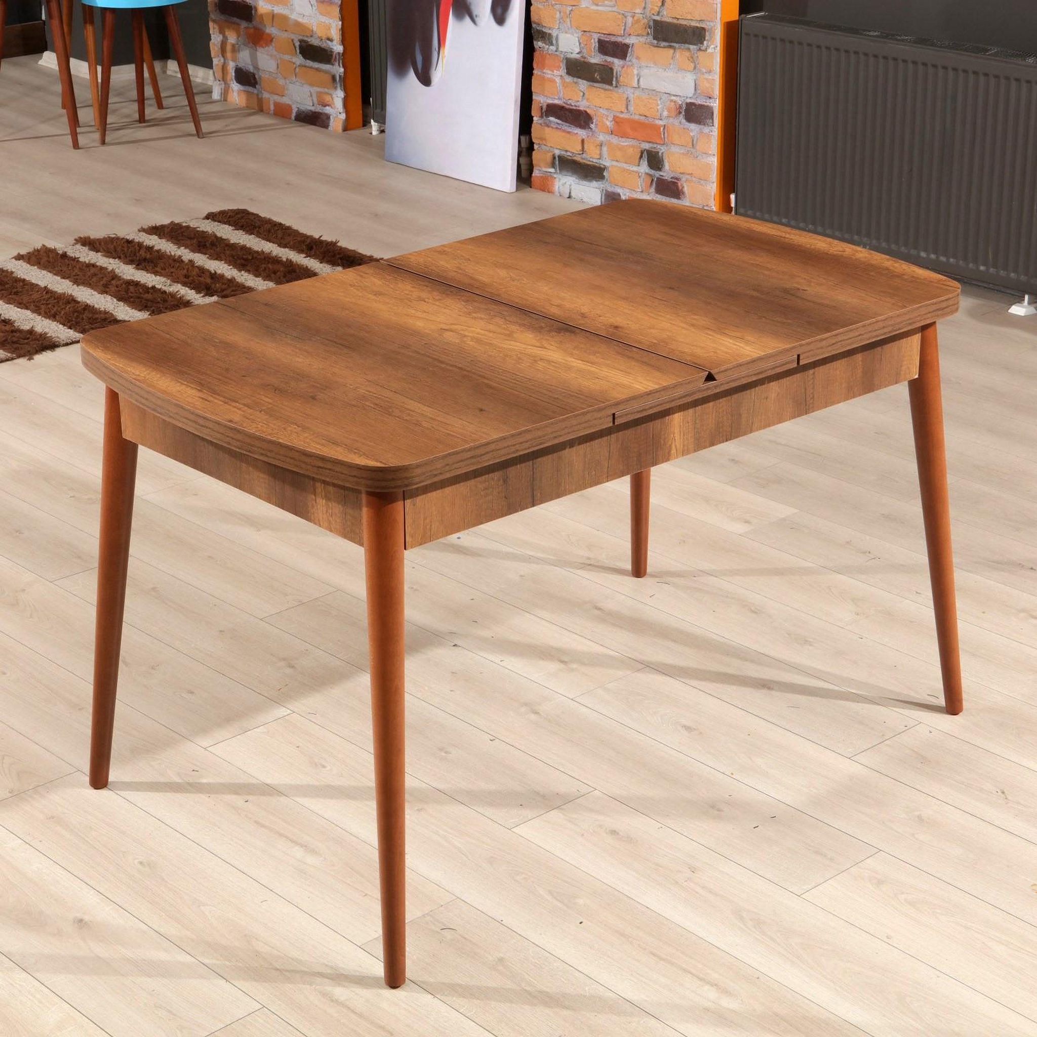 Voir la diapositive 2 : Habitat et Jardin Table à manger extensible en bois  barok  - 170 x 78 x 80 cm - noyer