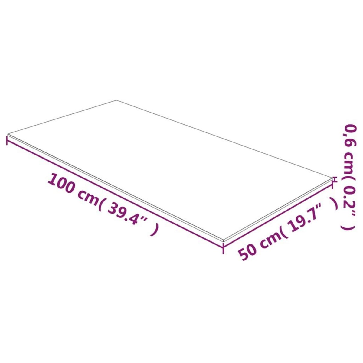 VIDAXL Dessus de table Transparent 50x100 cm Verre trempe