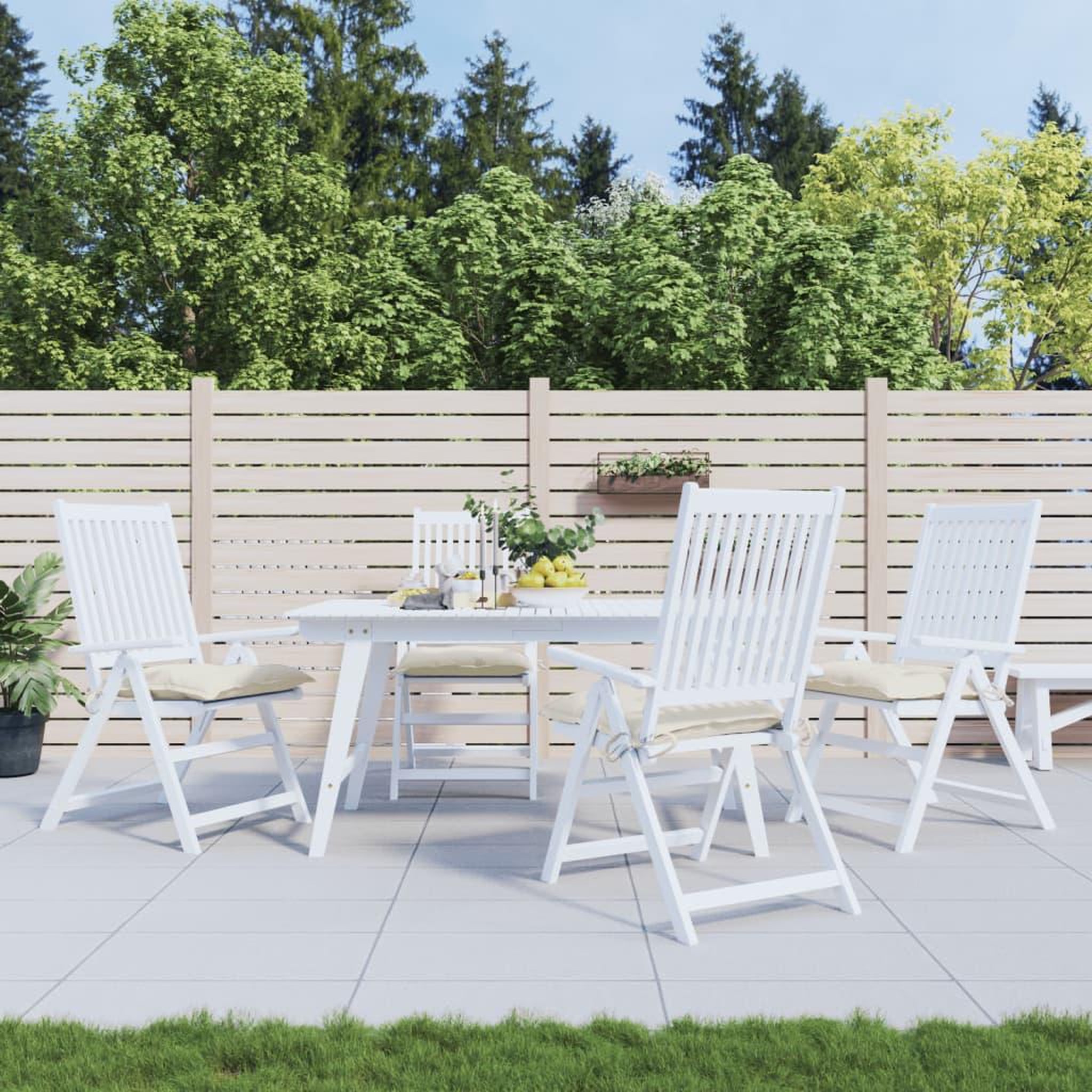 VIDAXL Coussins de chaise lot de 4 blanc creme 50x50x7 cm tissu oxford