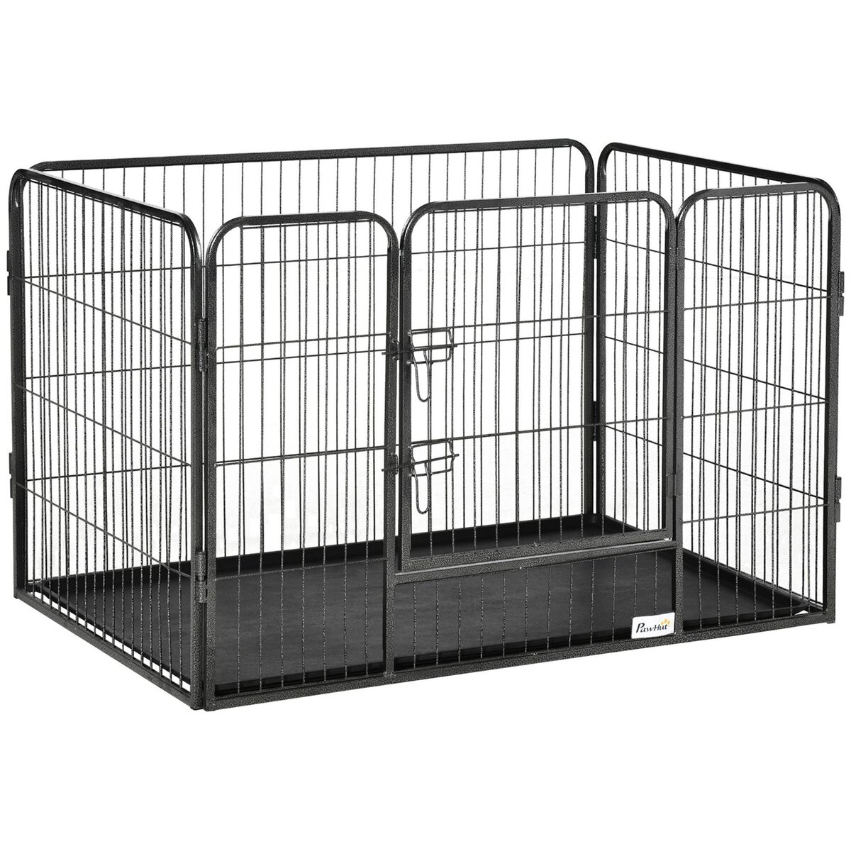 PAWHUT Cage chien démontable - enclos chien intérieur/extérieur - porte  verrouillable, plateau - acier ABS gris noir pas cher 