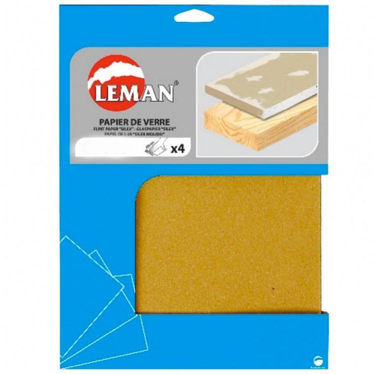 Leman Lot de 4 feuilles de papier de verre 40 grammes  230 x 280 mm