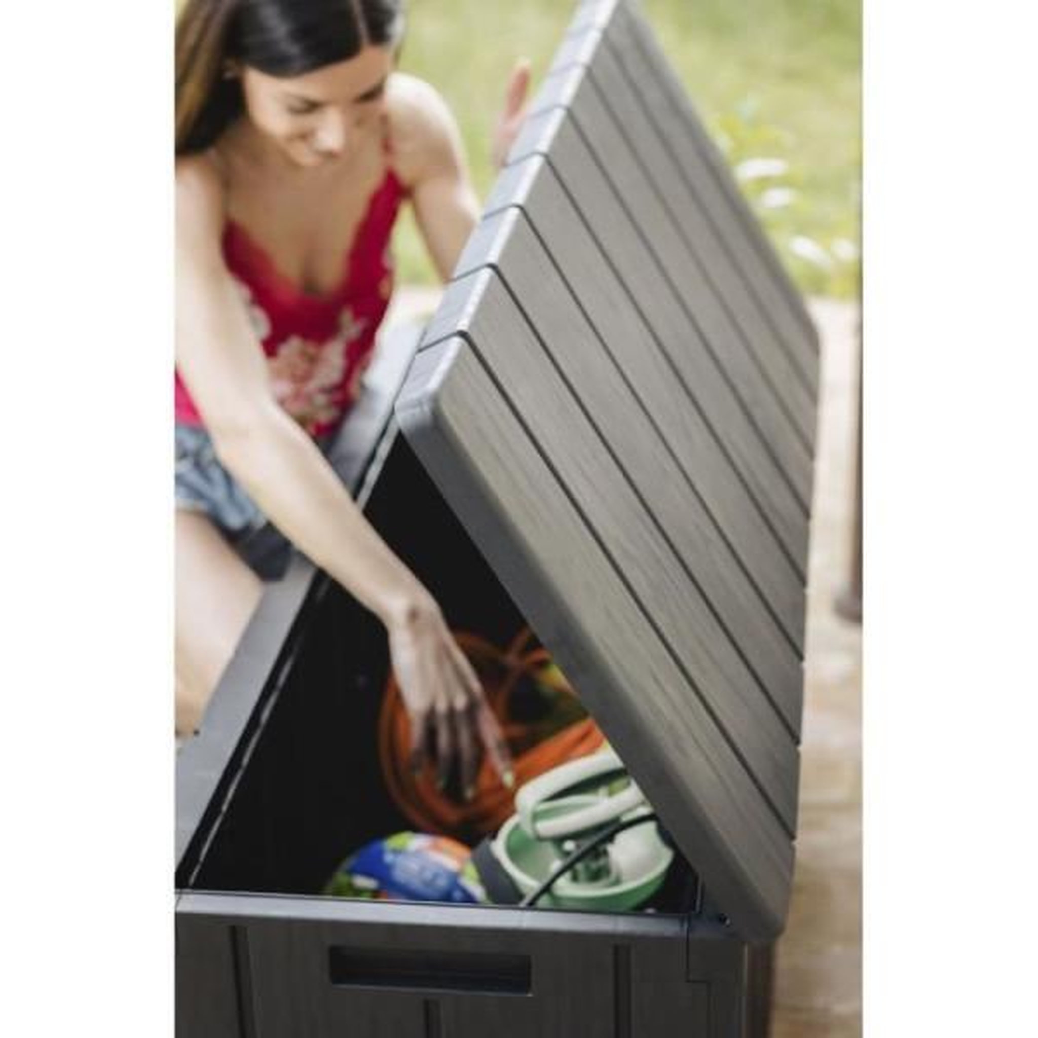 Voir la diapositive 5 : Toomax Coffre de jardin / Banc robuste et vérouillable en résine 270L 117,5x45x56 cm gris anthracite