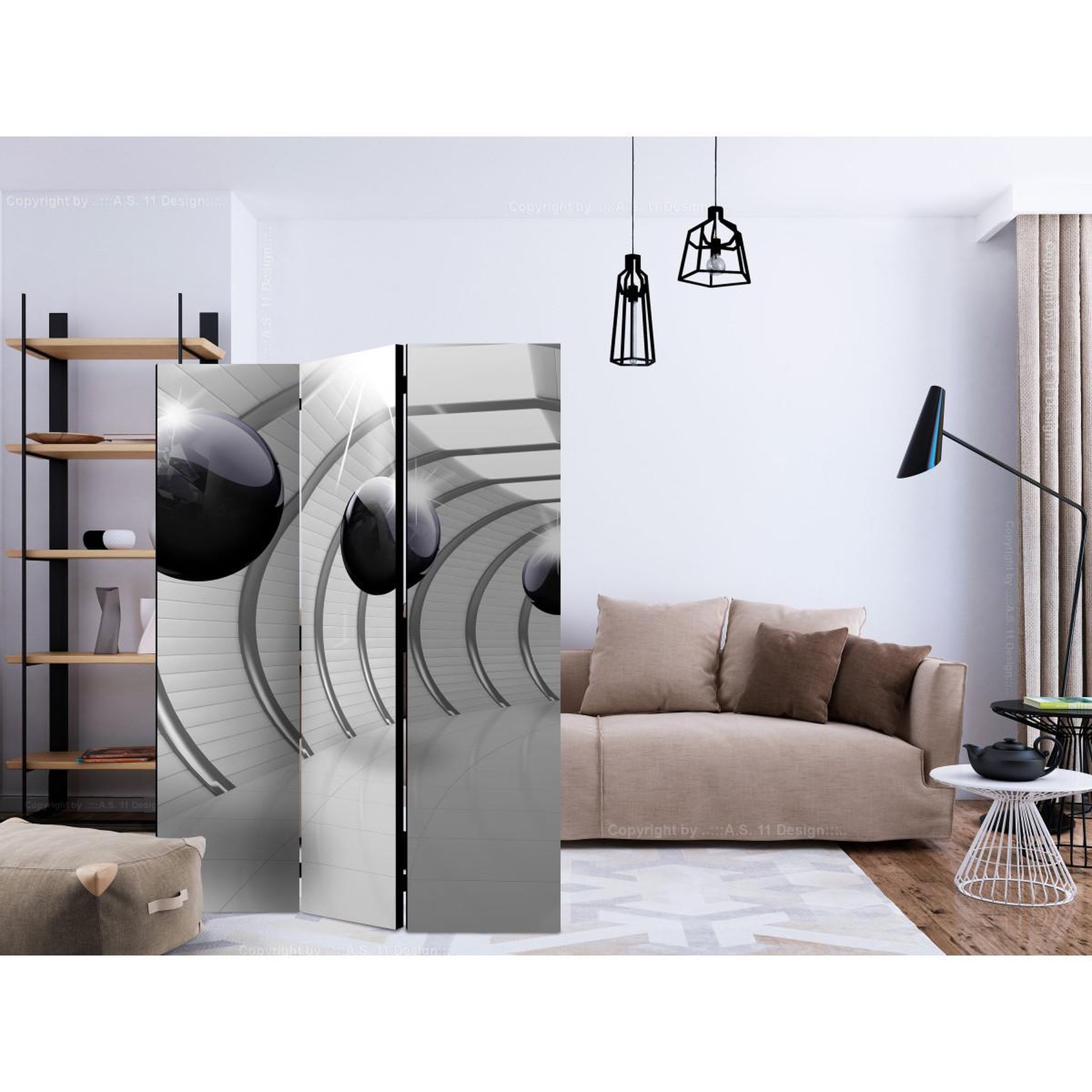 Voir la diapositive 2 : Paris Prix Paravent 3 volets  futuristic tunnel ii  135x172cm