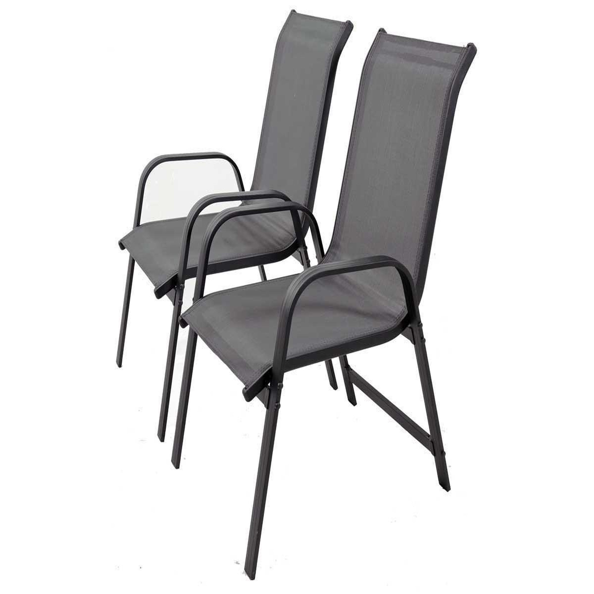 Voir la diapositive 1 : Habitat et Jardin Fauteuil jardin Alu/Textilène  Porto  - Phoenix - Gris foncé - Lot de 2