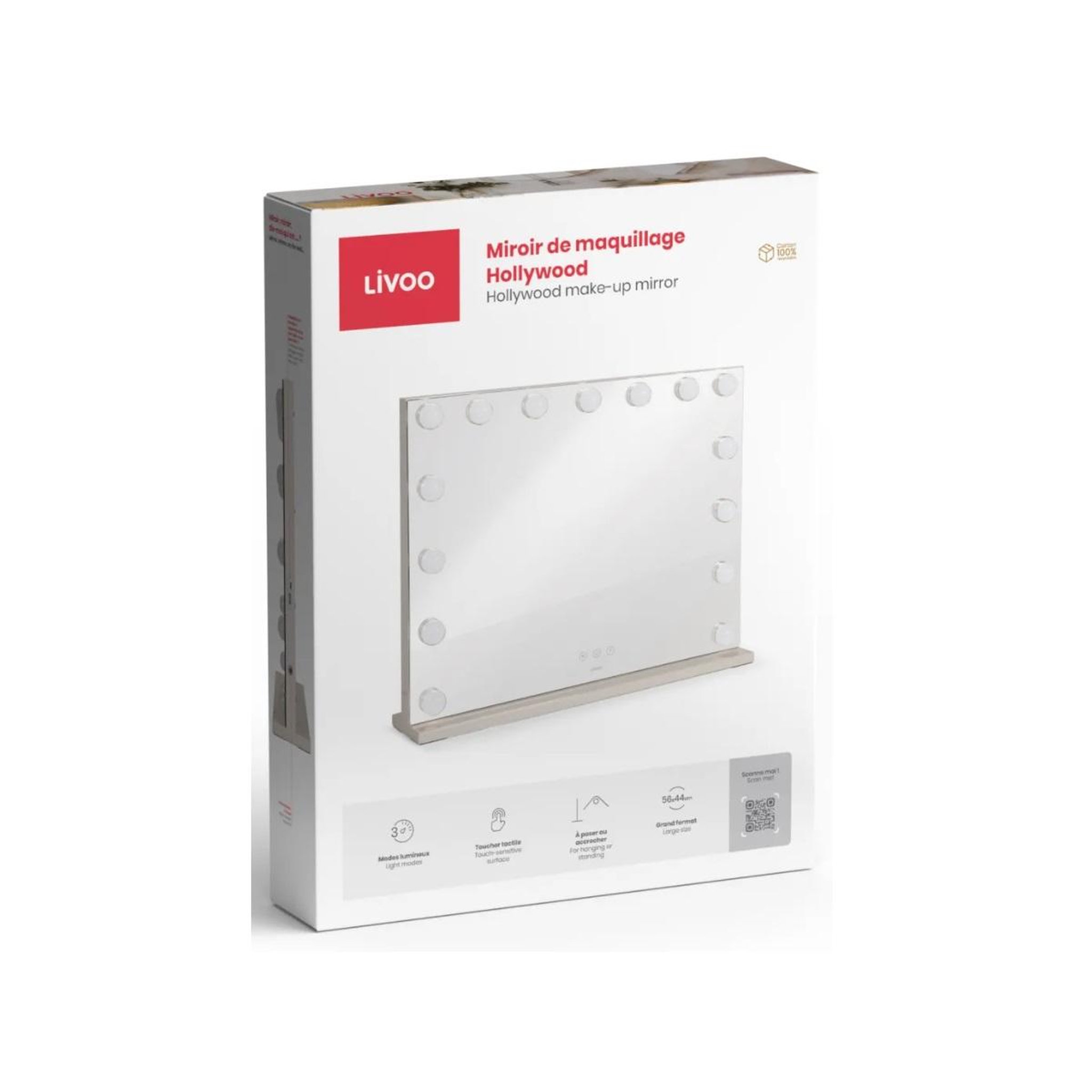 Voir la diapositive 3 : LIVOO Miroir lumineux 24w gris - dos207