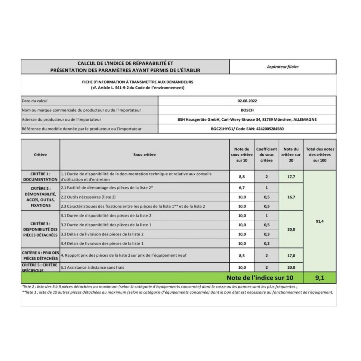 BOSCH Aspirateur sans sac 550w 76db blanc - BGC21HYG1