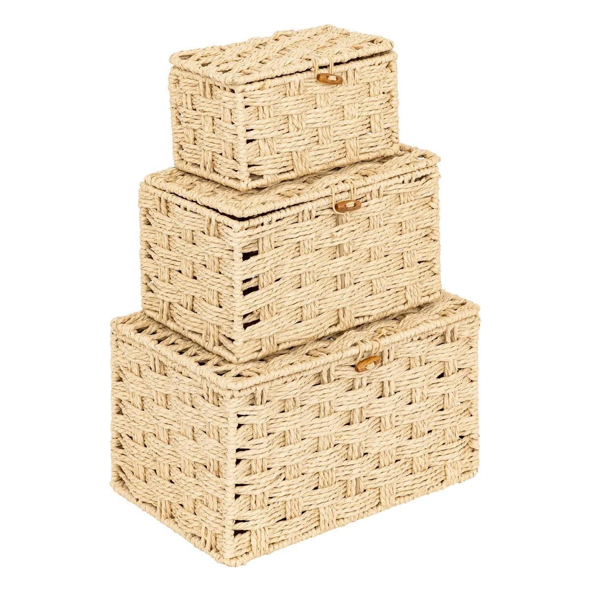 ATMOSPHERA Lot de 3 boîtes déco  elio  27cm naturel