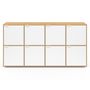 Voir la diapositive 3 : ID MARKET Buffet casier 139 cm CASSIE 8 portes blanc et bois