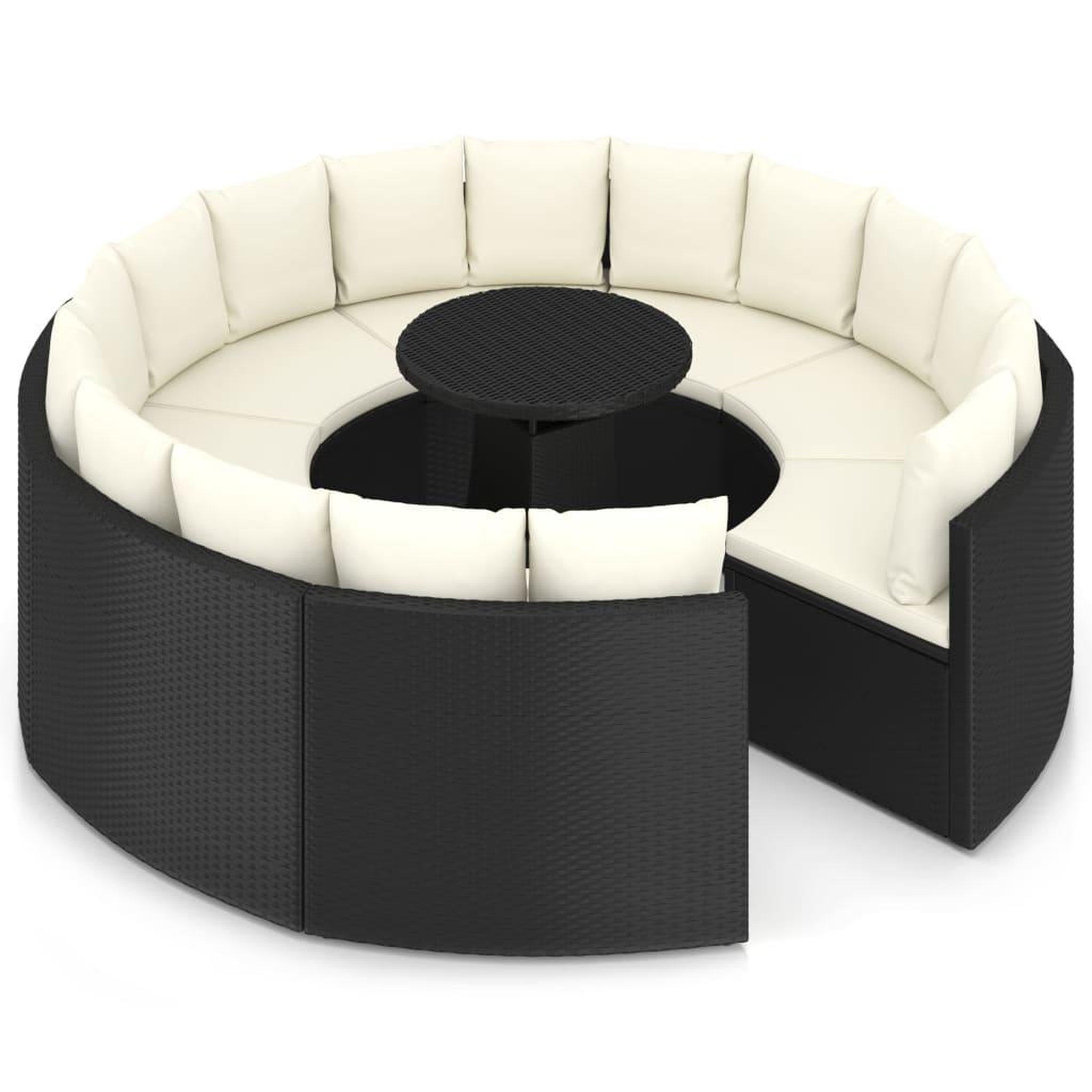 Voir la diapositive 3 : VIDAXL Salon de jardin 9 pcs avec coussins Resine tressee Noir