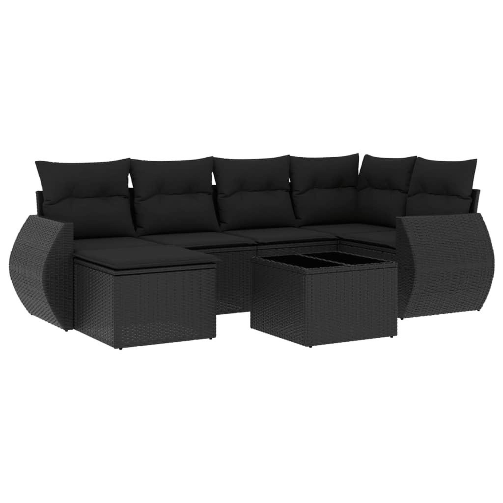 Voir la diapositive 2 : VIDAXL Salon de jardin 7 pcs avec coussins noir resine tressee