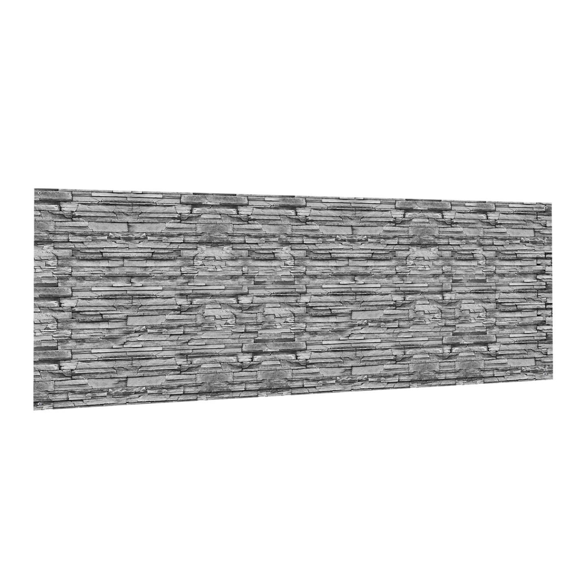 ID MARKET Brise vue occultant 1,8 x 10 m motif pierre grise 160 gr/m²
