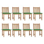 VIDAXL Chaises de jardin lot de 8 avec coussins Bois de teck massif