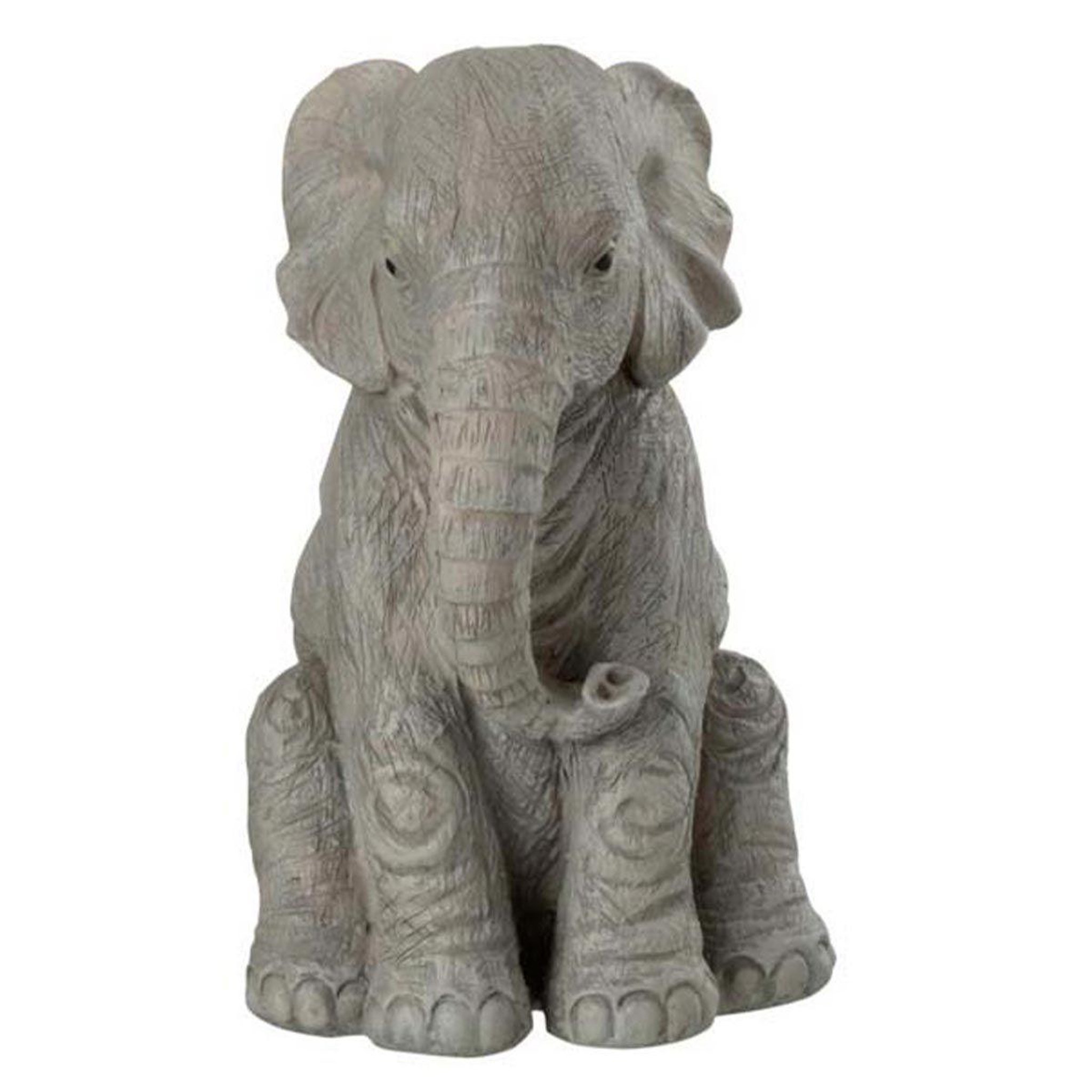 Voir la diapositive 1 : J-LINE Statuette déco  éléphant assis  24cm gris