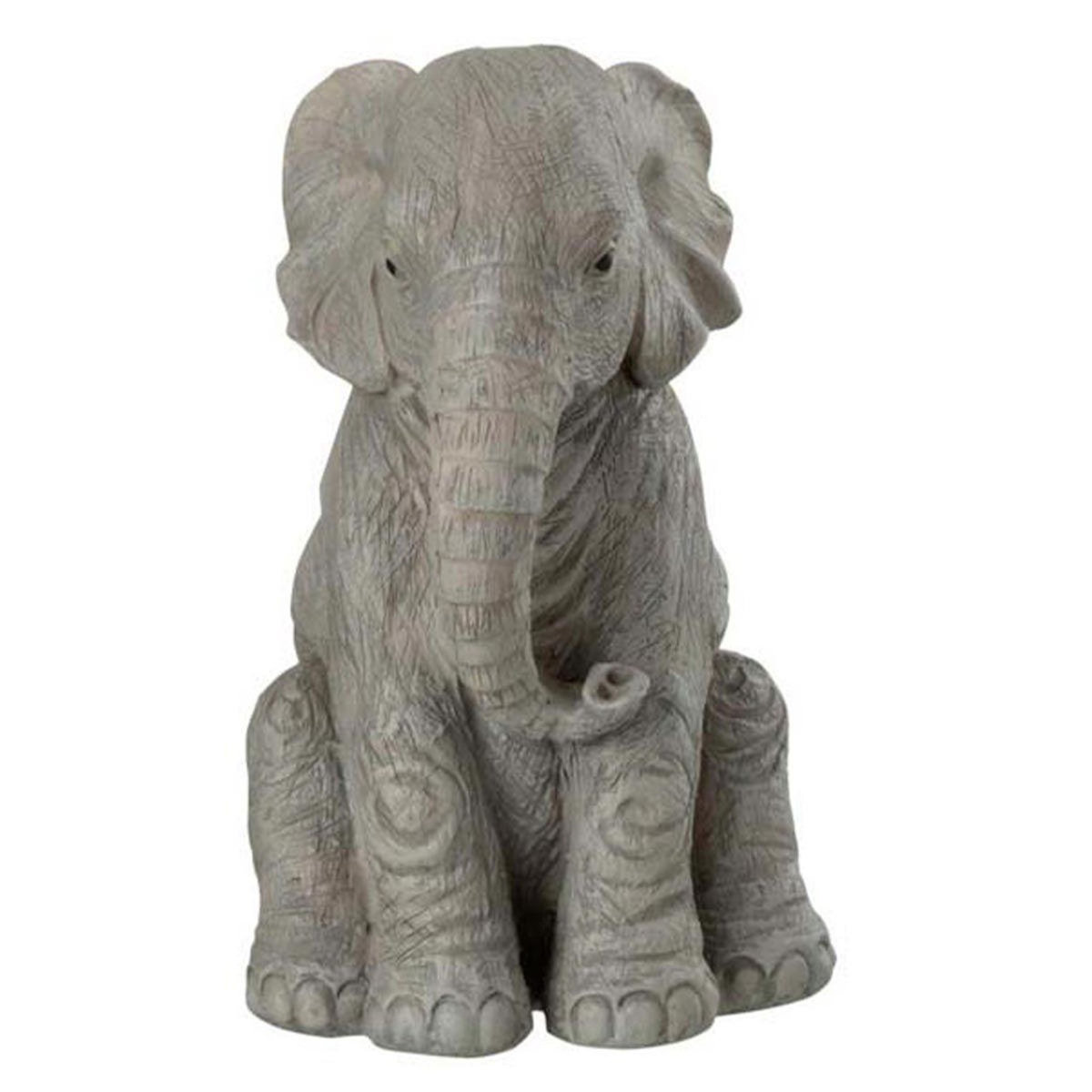 Paris Prix Statuette Déco  Éléphant Assis  24cm Gris