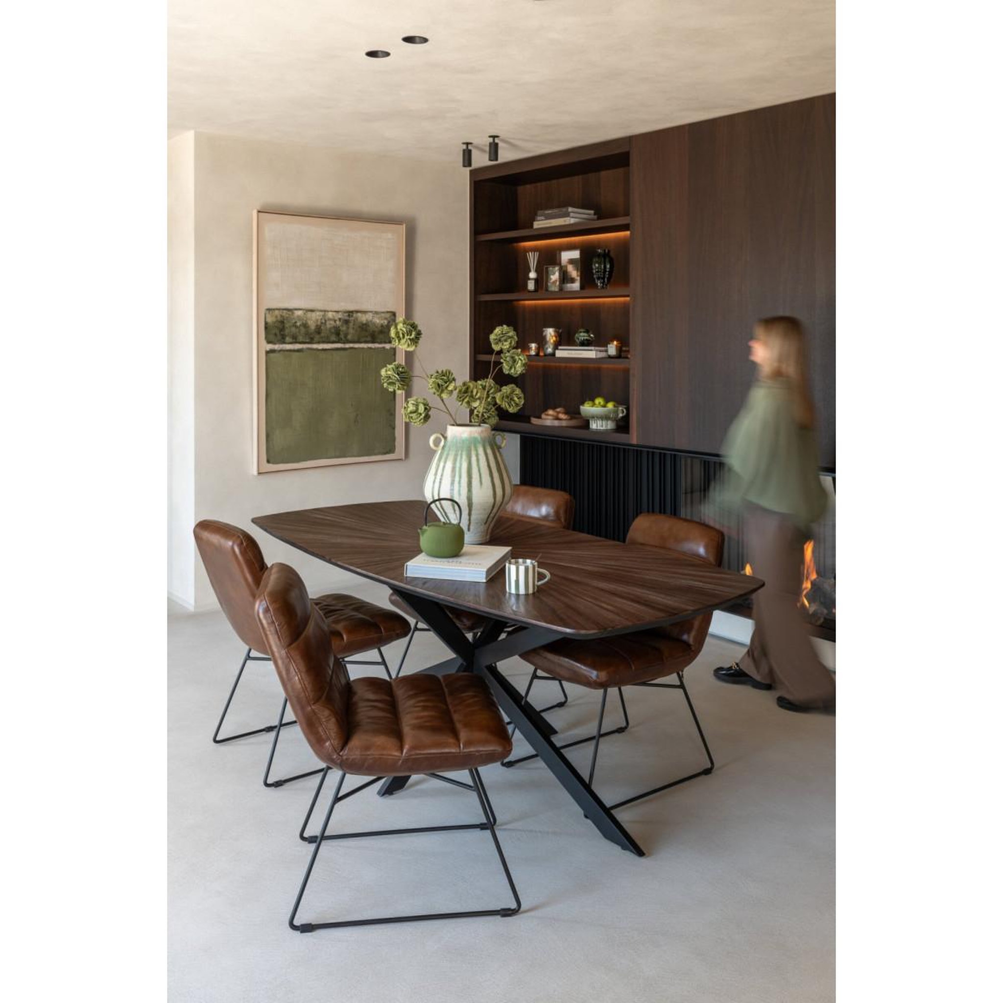 Voir la diapositive 4 : J-LINE Vase en céramique  oliveto  45cm beige & vert
