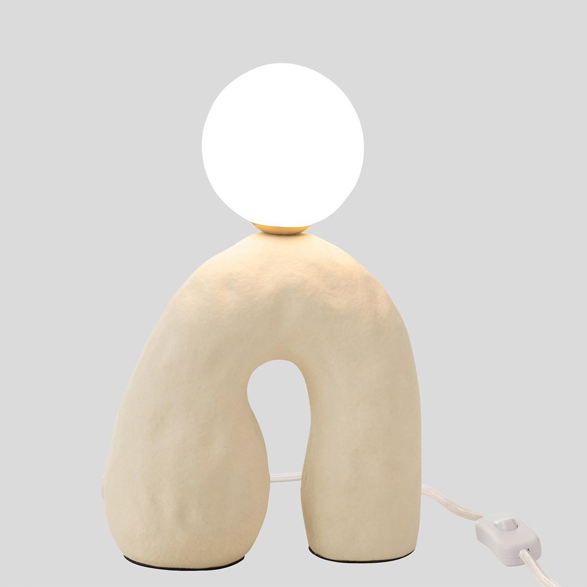 Voir la diapositive 2 : J-LINE Lampe à poser sur pied design  pierre  30cm beige