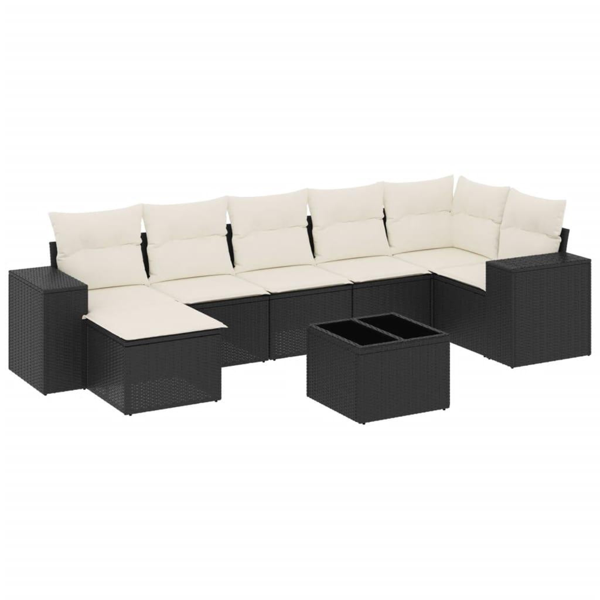 Voir la diapositive 2 : VIDAXL Salon de jardin 8 pcs avec coussins noir resine tressee
