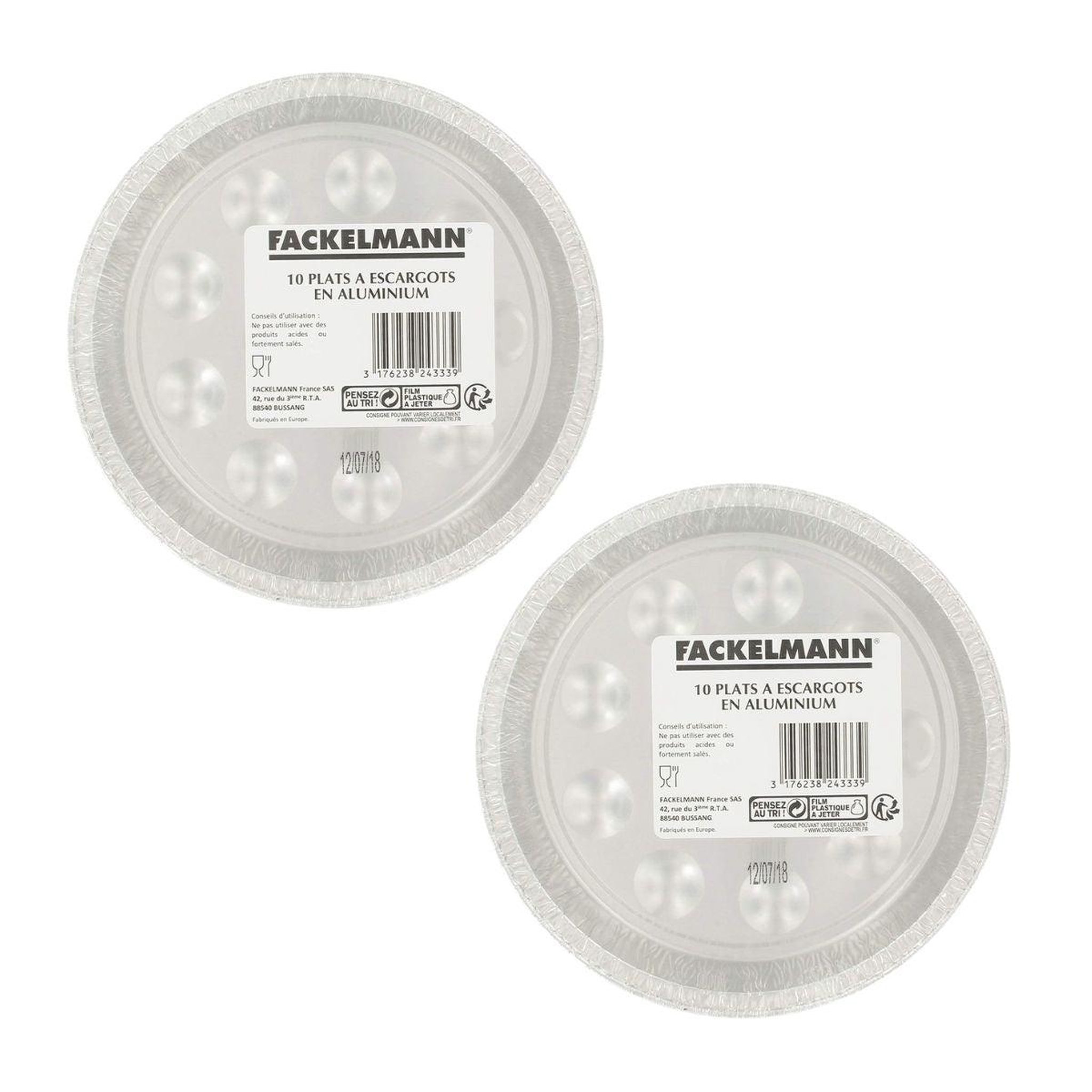 Voir la diapositive 5 : Fackelmann Lot de 2 packs de 10 plats à escargots en aluminium 17,5 cm fackelmann