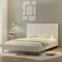 Voir la diapositive 3 : CONCEPT USINE Lit bouclette 160x200cm beige avec tête de lit et sommier CAMBRIDGE