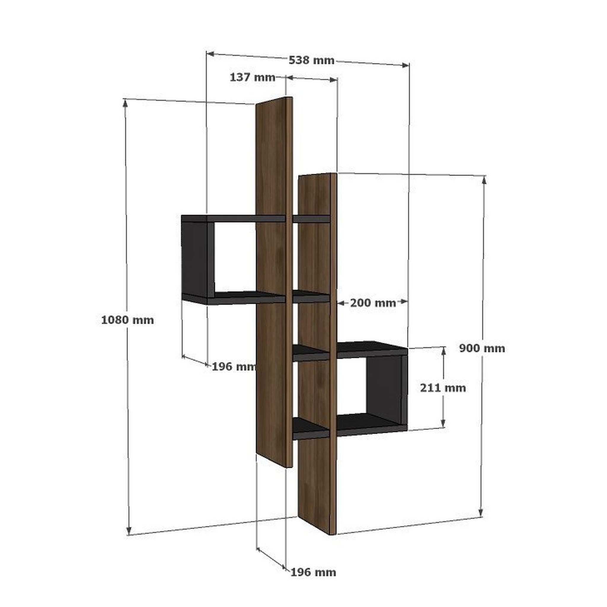Voir la diapositive 3 : TOILINUX Etagère murale design effet bois alba - gris foncé
