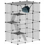 Voir la diapositive 1 : PAWHUT Cage chat intérieur - parc chat DIY - 4 niv. 5 portes hamac plateformes rampes - acier noir