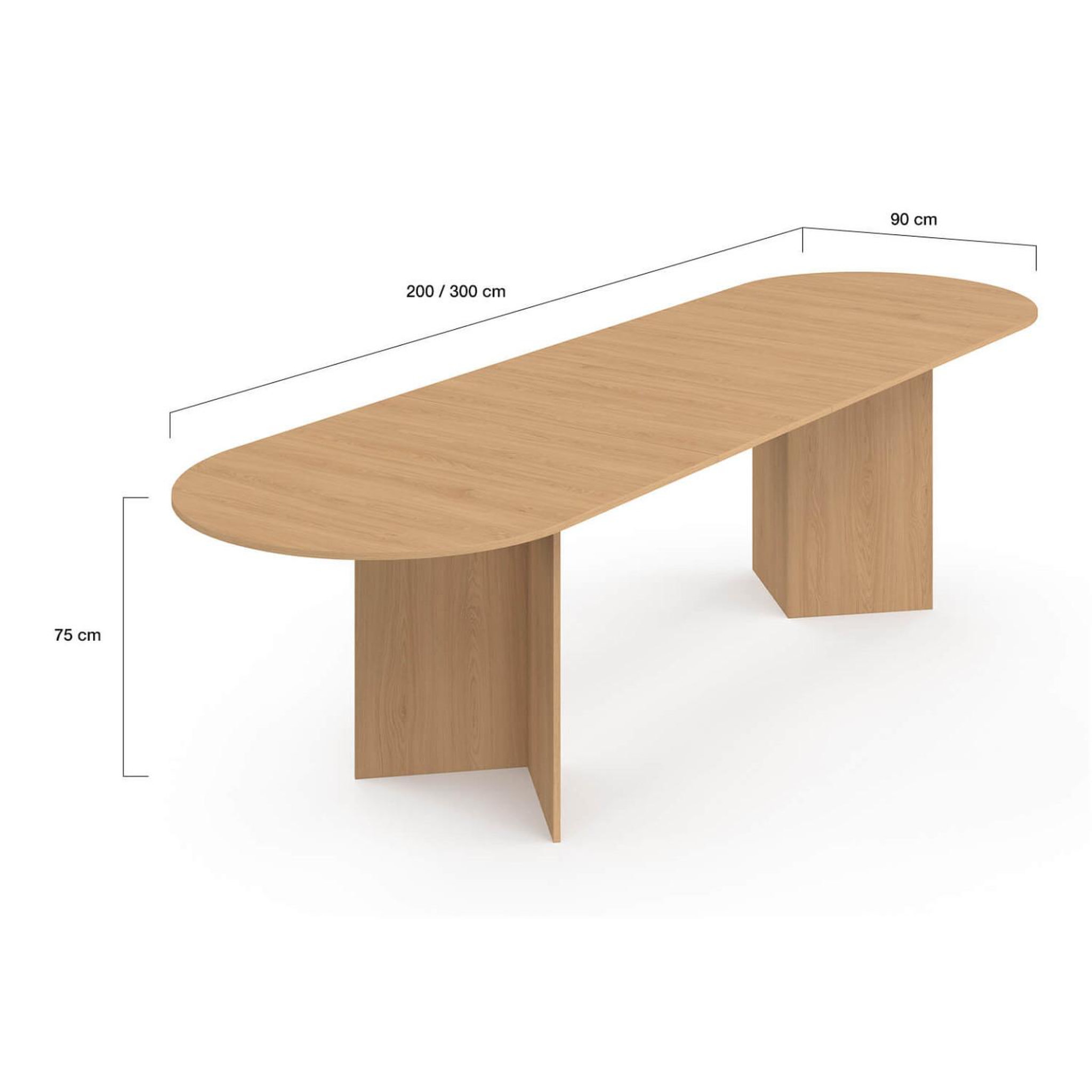 Voir la diapositive 5 : ID MARKET Table à manger extensible ovale marthe 6-12 personnes bois façon hêtre 200-300 cm