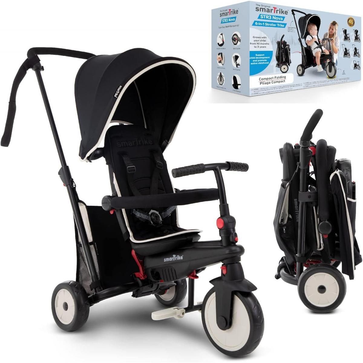 SMARTRIKE Tricycle Pliable Smartrike STR3 Plus Noir - 6 en 1 pour Bébé