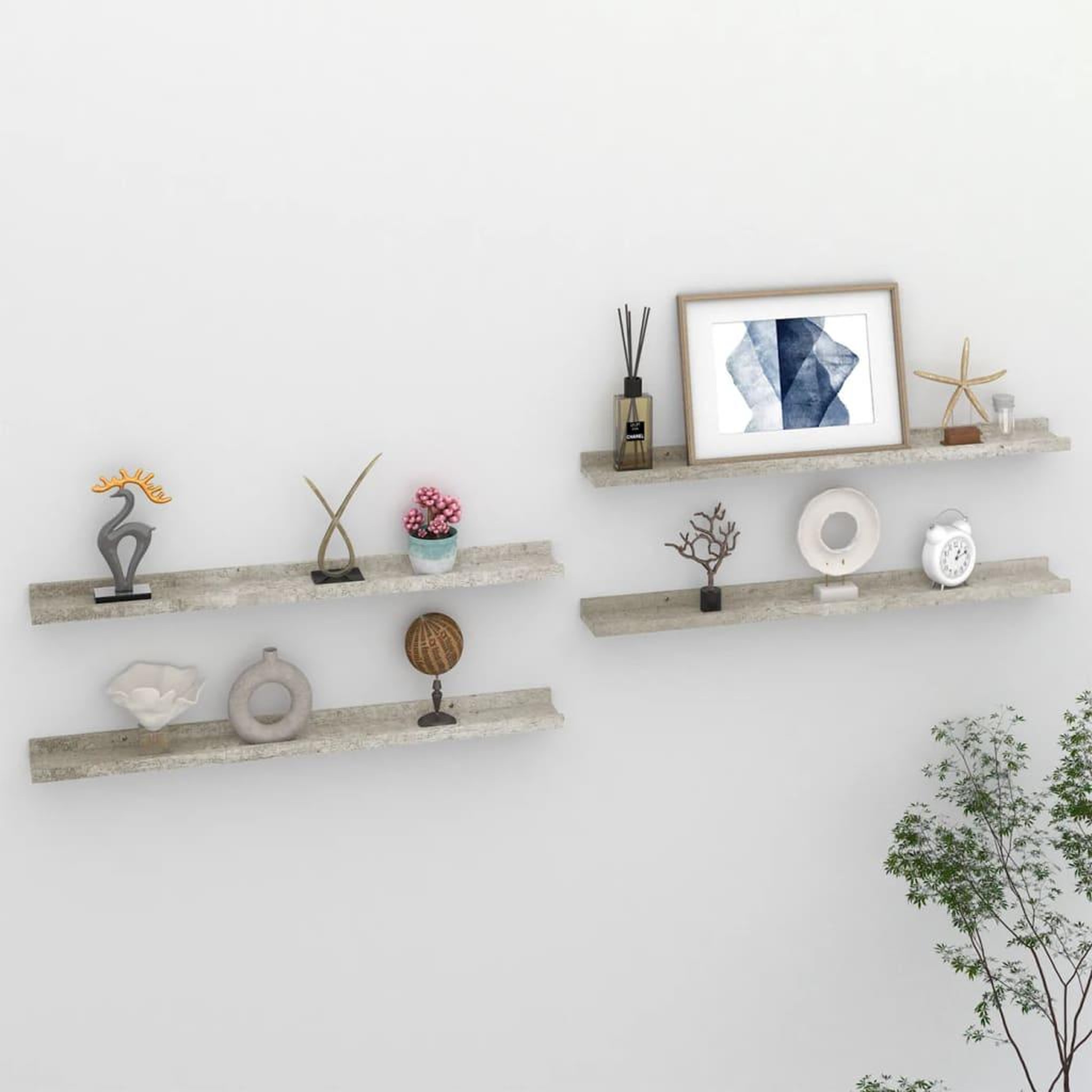 Voir la diapositive 1 : VIDAXL Etageres murales 4 pcs Gris beton 80x9x3 cm