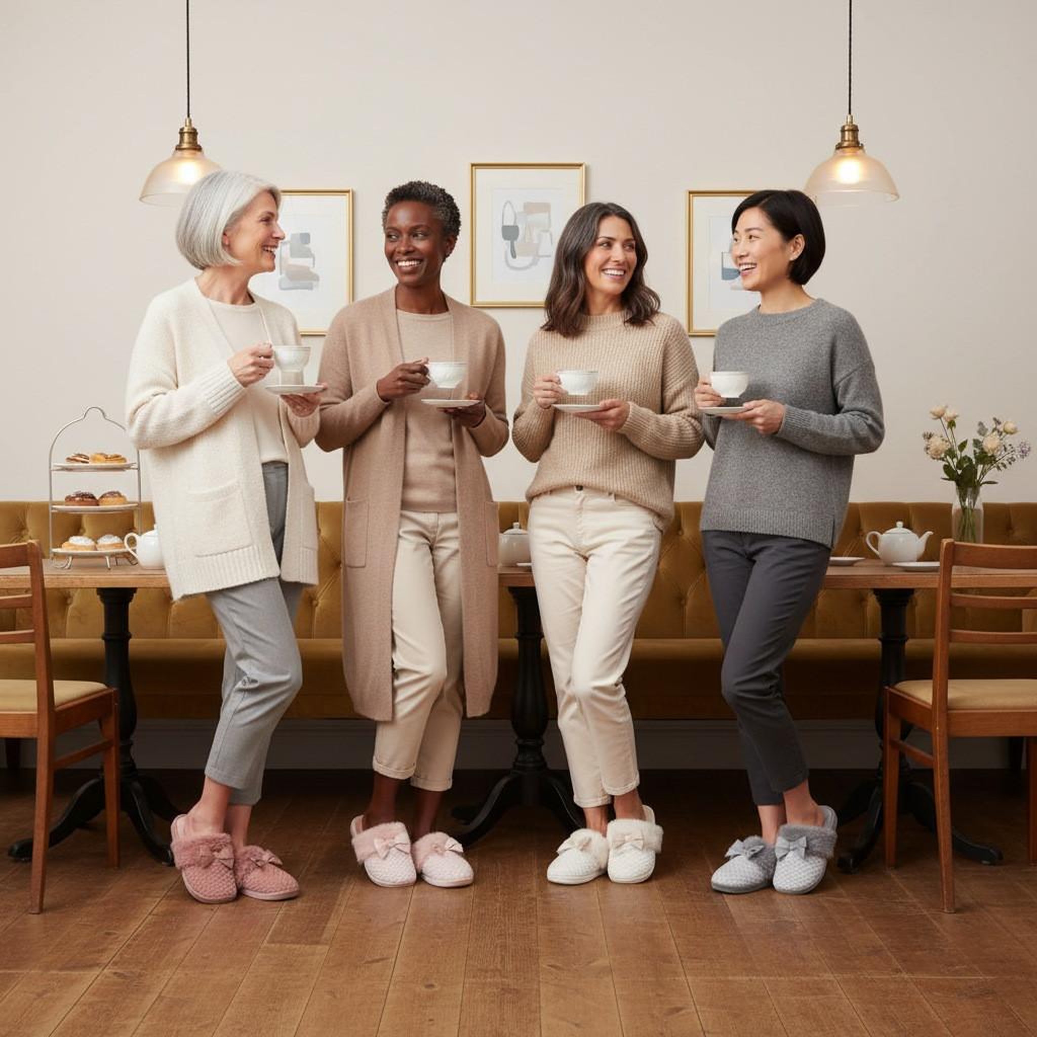 Voir la diapositive 6 : OZABI OZABI Mules Femme, Tricot Fil Lurex, Encolure Fausse Fourrure et Nœud