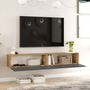 Voir la diapositive 5 : CONCEPT USINE Meuble TV suspendu anthracite et bois 180cm HYL