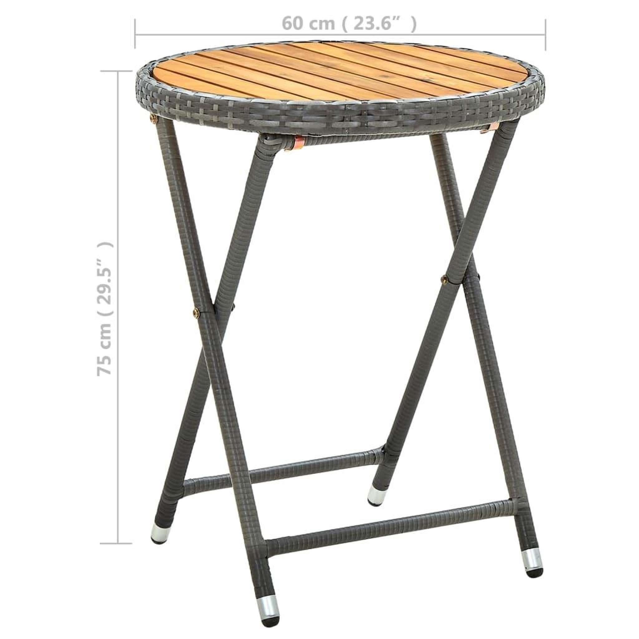 Voir la diapositive 6 : VIDAXL Table a the Gris 60 cm Resine tressee et bois d'acacia solide