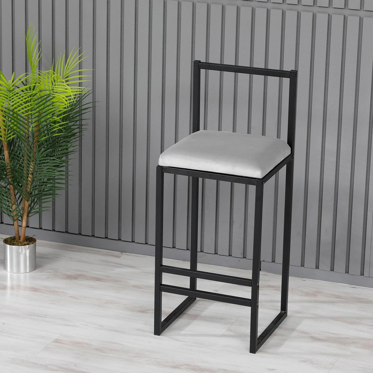 Habitat et Jardin Tabouret de bar en métal  Nordic  35 x 35 x 84 cm - Crème